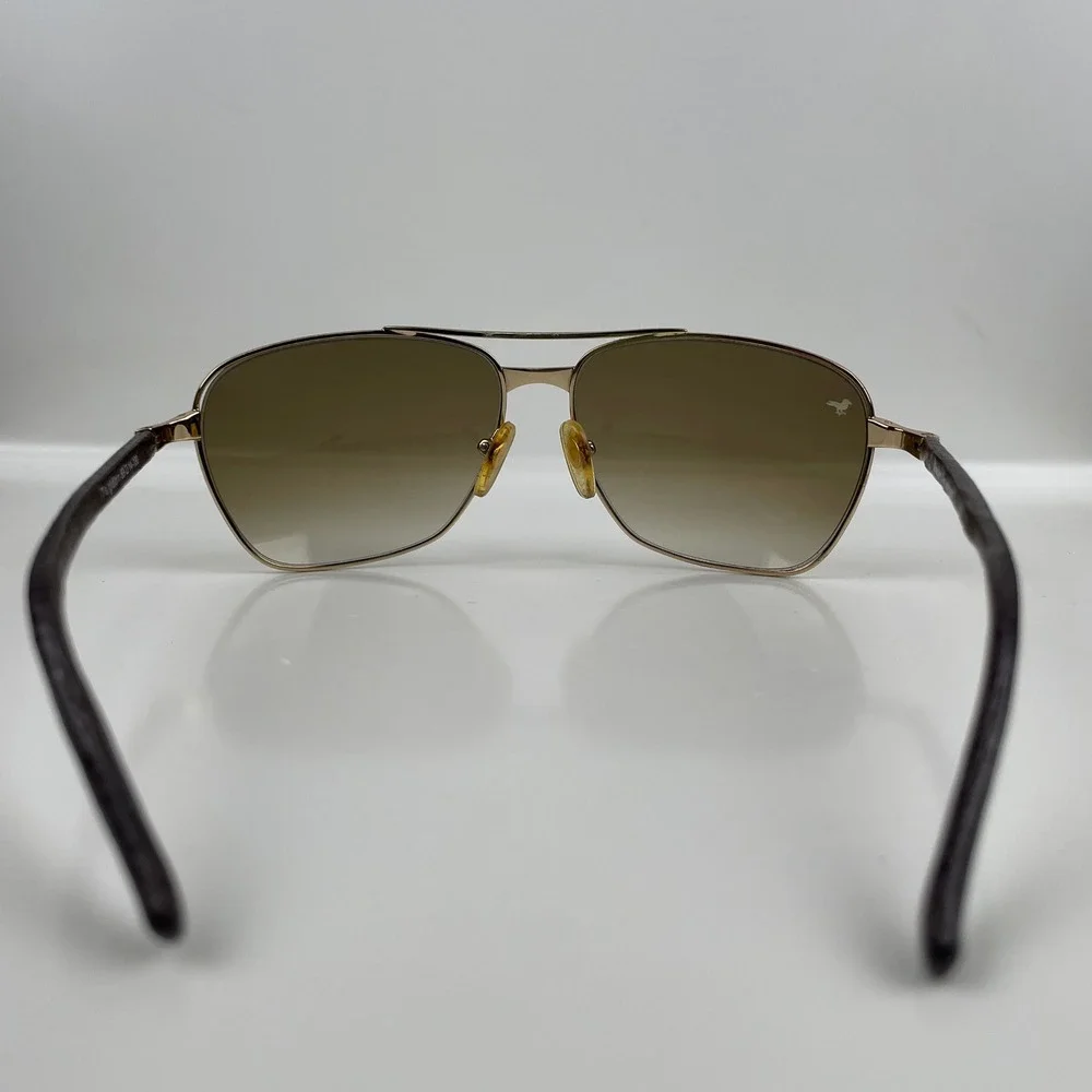 Modern Amusement Aviator Sunglasses Gradient 7s Gold/Brown Leather Y2K 59-14-130